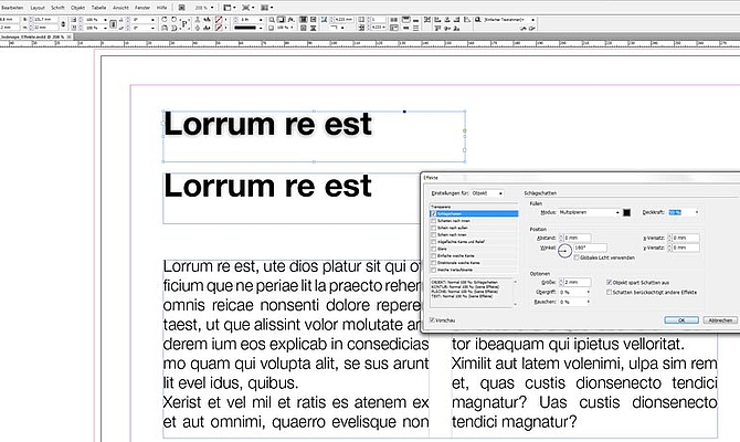 Adobe InDesigns Basics - Effekte kopieren